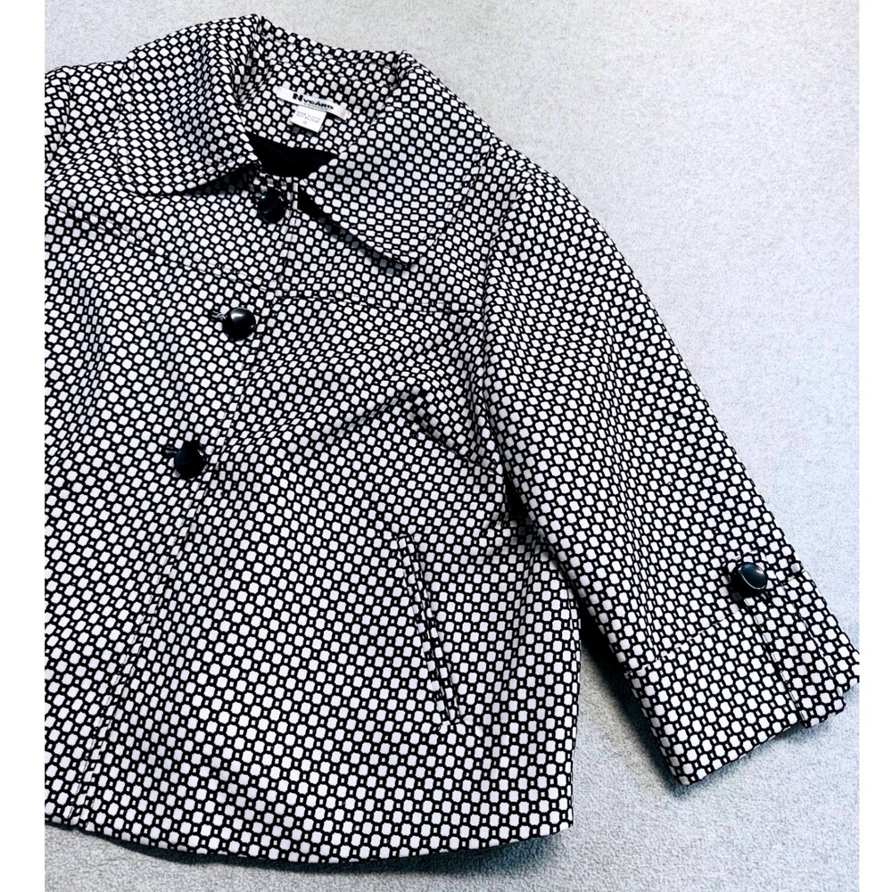 Nygard Collection Women's 14 Black White Geometric Mod Swing Jacket 3/4 Sleeve - Picture 4 of 10